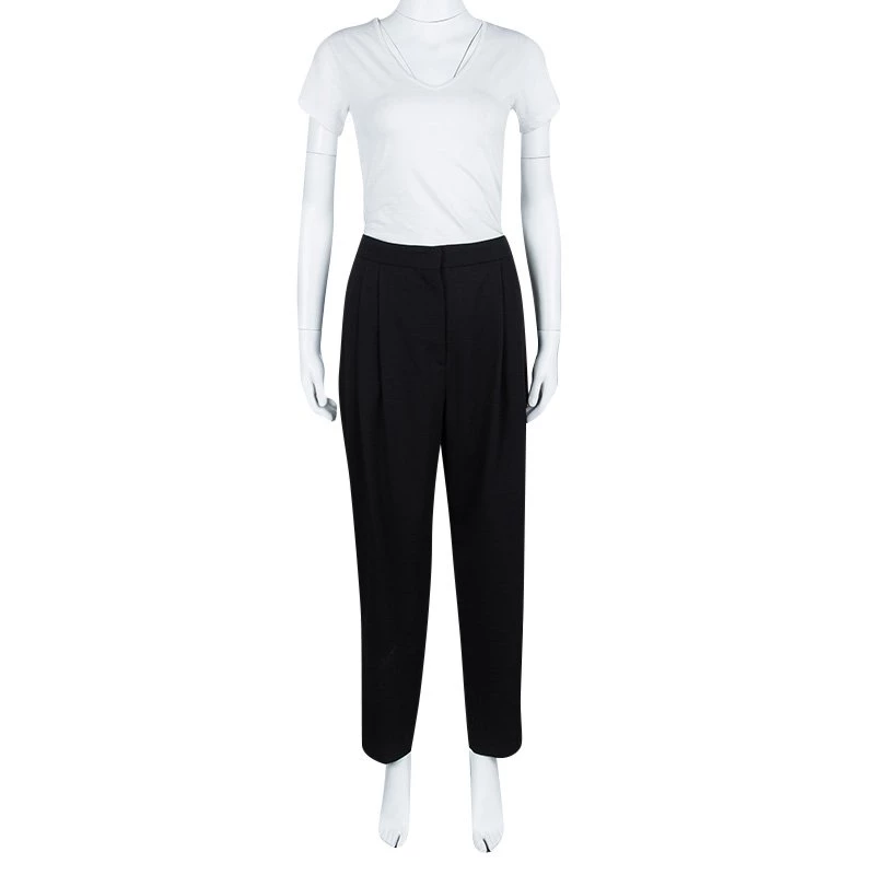 Emilio Pucci Black Wool Pleated High Waist Loose Fit Trousers L For Women - Image 2