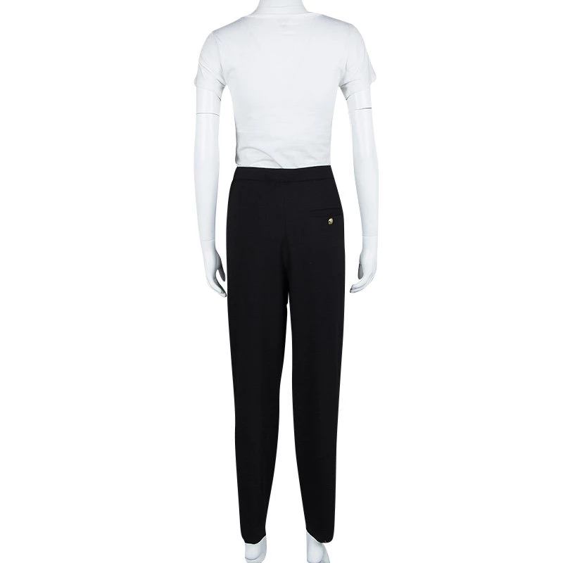 Emilio Pucci Black Wool Pleated High Waist Loose Fit Trousers L For Women - Image 3