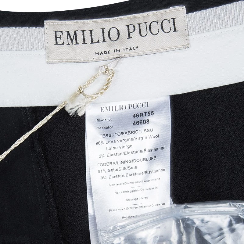 Emilio Pucci Black Wool Pleated High Waist Loose Fit Trousers L For Women - Image 5
