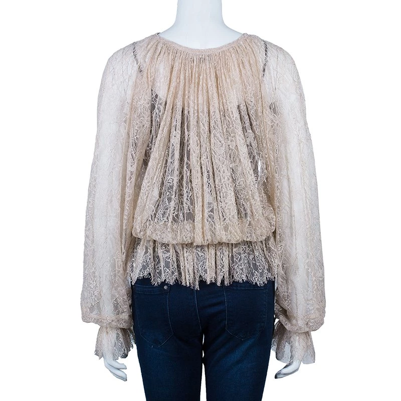 Emilio Pucci Nude Lace Top M For Women - Image 3