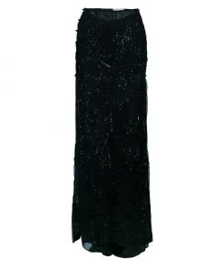 Emilio Pucci Black Beaded Maxi Skirt M For Women