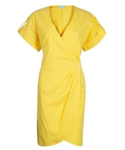 Emilio Pucci Yellow Cotton Wrap Dress L For Women