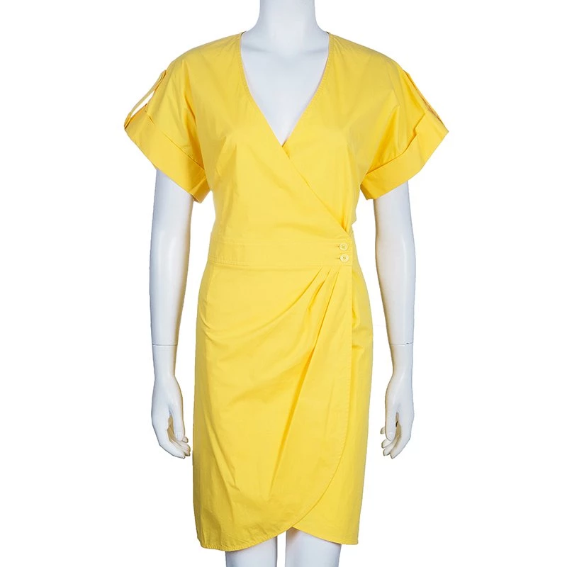 Emilio Pucci Yellow Cotton Wrap Dress L For Women - Image 2