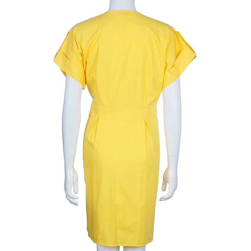 Emilio Pucci Yellow Cotton Wrap Dress L For Women - Image 3