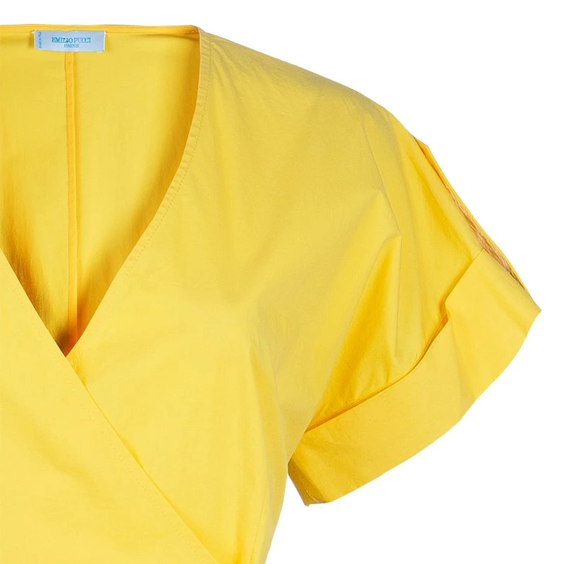 Emilio Pucci Yellow Cotton Wrap Dress L For Women - Image 4