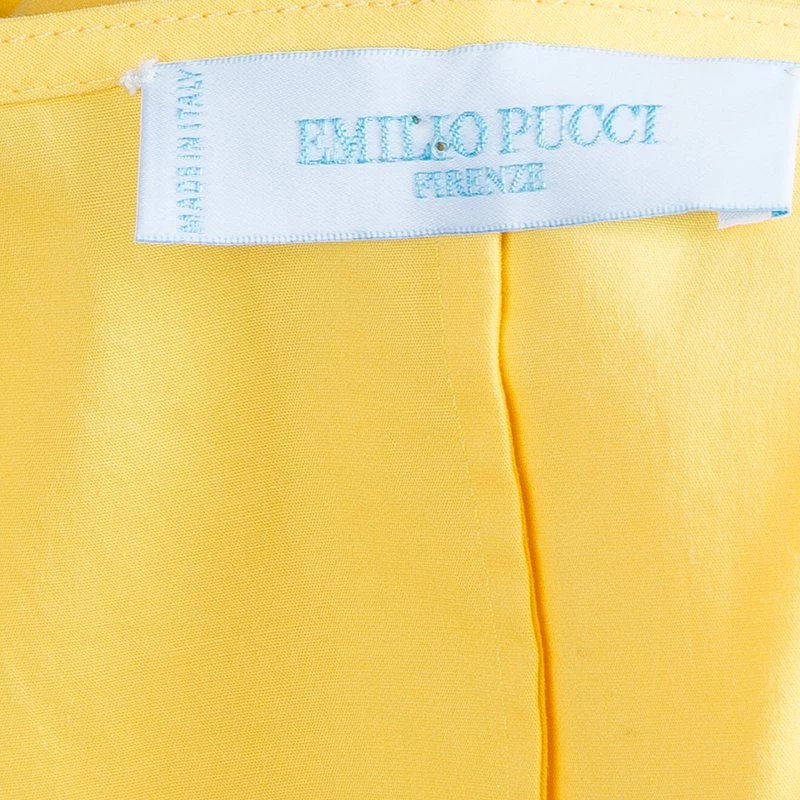 Emilio Pucci Yellow Cotton Wrap Dress L For Women - Image 8
