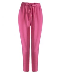 Emilio Pucci Pink Silk Tie Detail Trousers L For Women