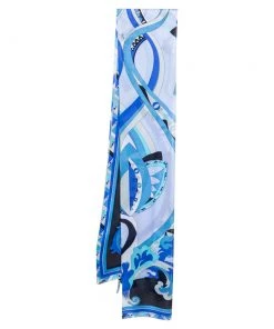 Emilio Pucci Blue Abstract Print Silk Scarf For Women