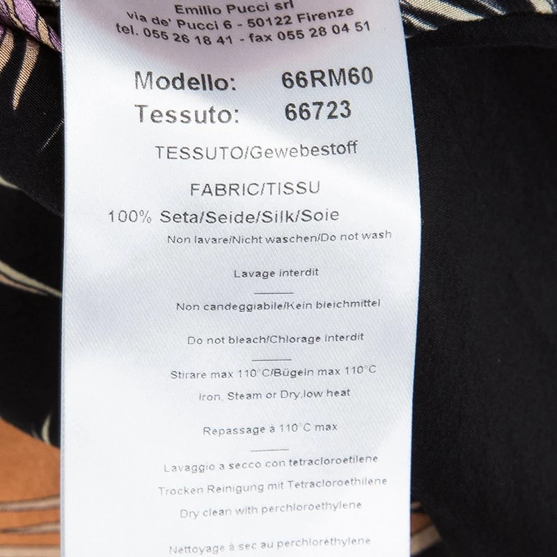 Emilio Pucci Black Feather Printed Silk Blouse M For Women - Image 6