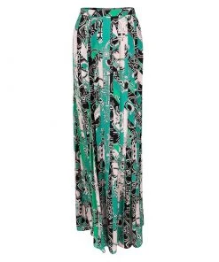 Emilio Pucci Multicolor Printed Pleat Detail Maxi Skirt M For Women