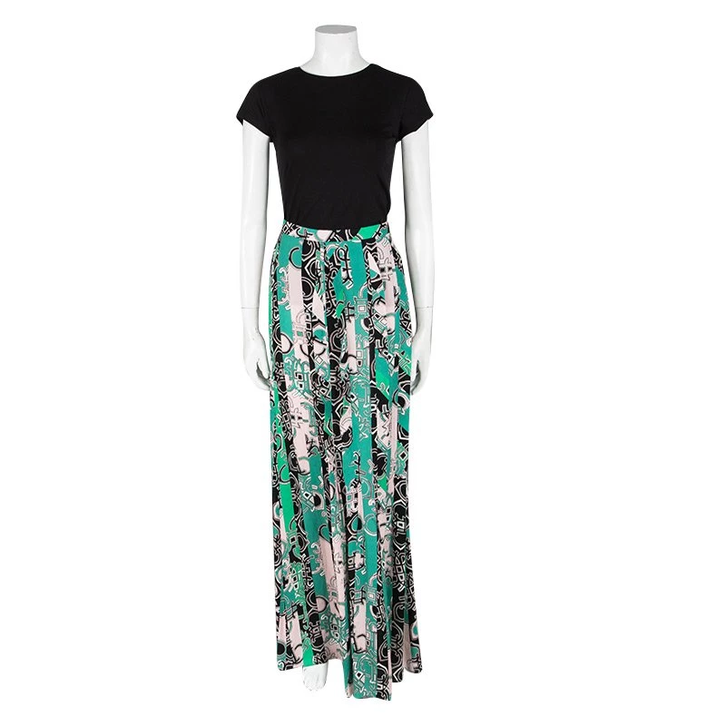 Emilio Pucci Multicolor Printed Pleat Detail Maxi Skirt M For Women - Image 2