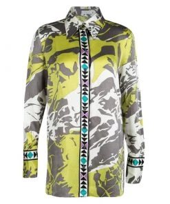 Emilio Pucci Multicolor Printed Silk Long Sleeve Button Front Shirt L For Women