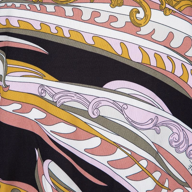 Emilio Pucci Multicolor Printed Drop Waist Detail Long Sleeve Dress M For Women - Image 4