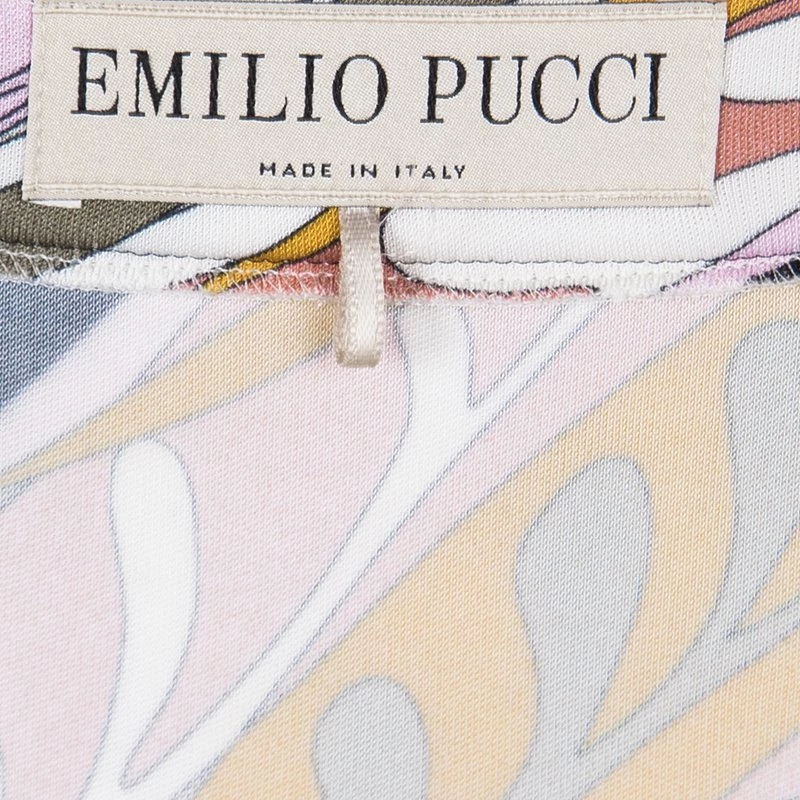 Emilio Pucci Multicolor Printed Drop Waist Detail Long Sleeve Dress M For Women - Image 5