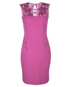 Emilio Pucci Pink Scallop Lace Detail Sleeveless Dress S For Women