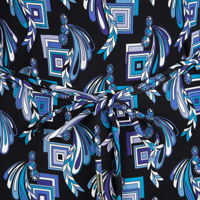 Emilio Pucci Multicolor Printed Belted Long Sleeve Dress M For Women - Image 4