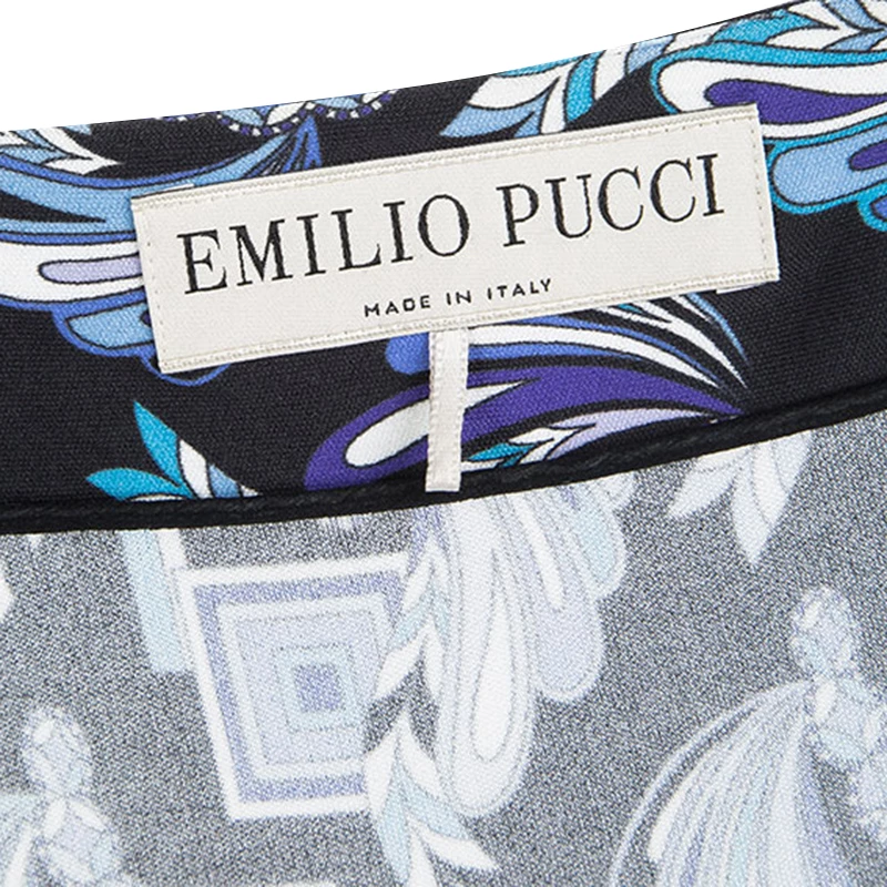 Emilio Pucci Multicolor Printed Belted Long Sleeve Dress M For Women - Image 5