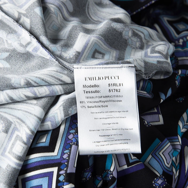 Emilio Pucci Multicolor Printed Belted Long Sleeve Dress M For Women - Image 6