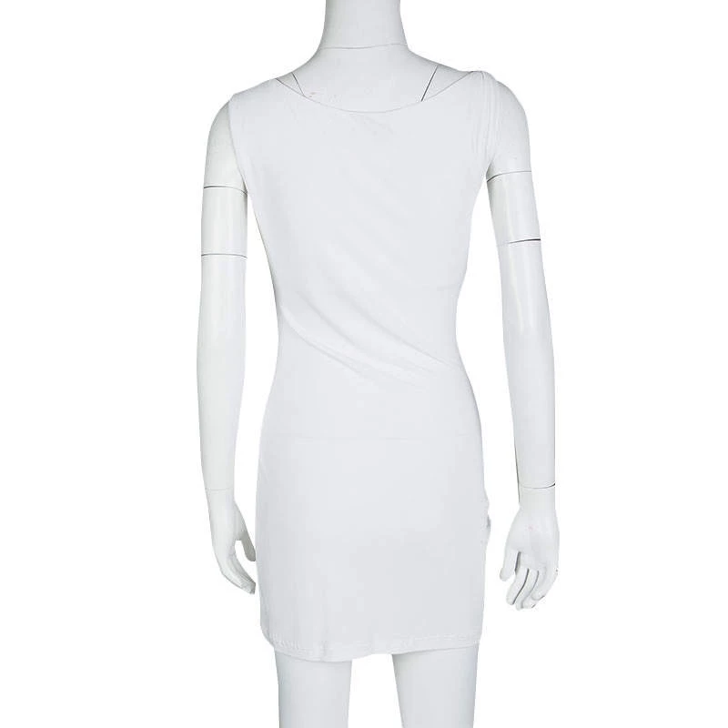 Emilio Pucci White Sequin Embellished Ruched Sleeveless Dress S For Women - Image 3