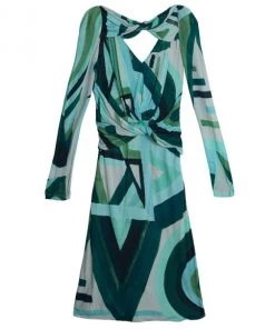 Emilio Pucci Long Sleeve Abstract Dress M For Women