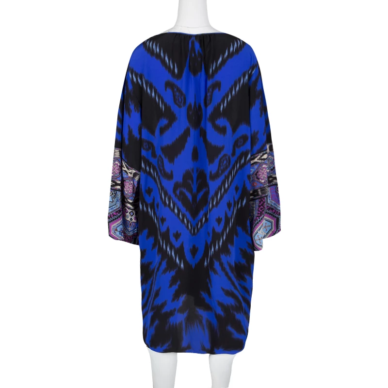 Emilio Pucci Multicolor Printed Silk Long Sleeve Dress L For Women - Image 3