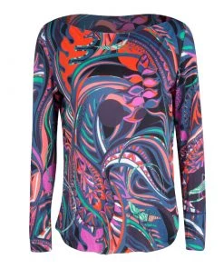 Emilio Pucci Multicolor Printed Knit Top M For Women
