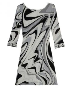 Emilio Pucci Monochrome Print Stretch Dress S For Women