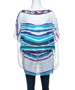 Emilio Pucci Multicolor Printed Cotton Voile Tunic M For Women