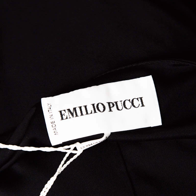 Emilio Pucci Black Ruched Jersey Rhinestone Embellished Long Sleeve Dress S For Women - Image 5