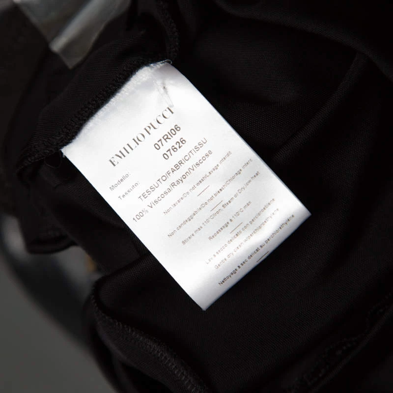 Emilio Pucci Black Ruched Jersey Rhinestone Embellished Long Sleeve Dress S For Women - Image 6