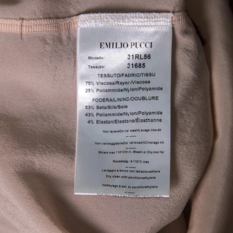 Emilio Pucci Burgundy Floral Lace Scalloped Trim Ruched Dress S For Women - Image 6