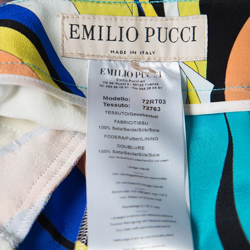 Emilio Pucci Multicolor Floral Printed Silk Wide Leg Pants M For Women - Image 5