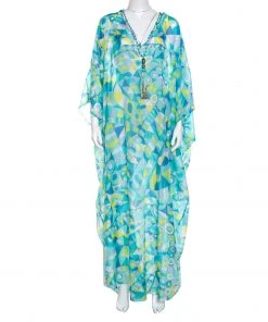 Emilio Pucci Multicolor Printed Cotton Silk Kaftan ( Free Size ) For Women