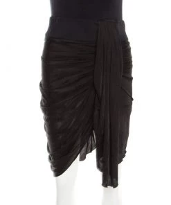 Emilio Pucci Black Draped Jersey Asymmetric Mini Skirt S For Women