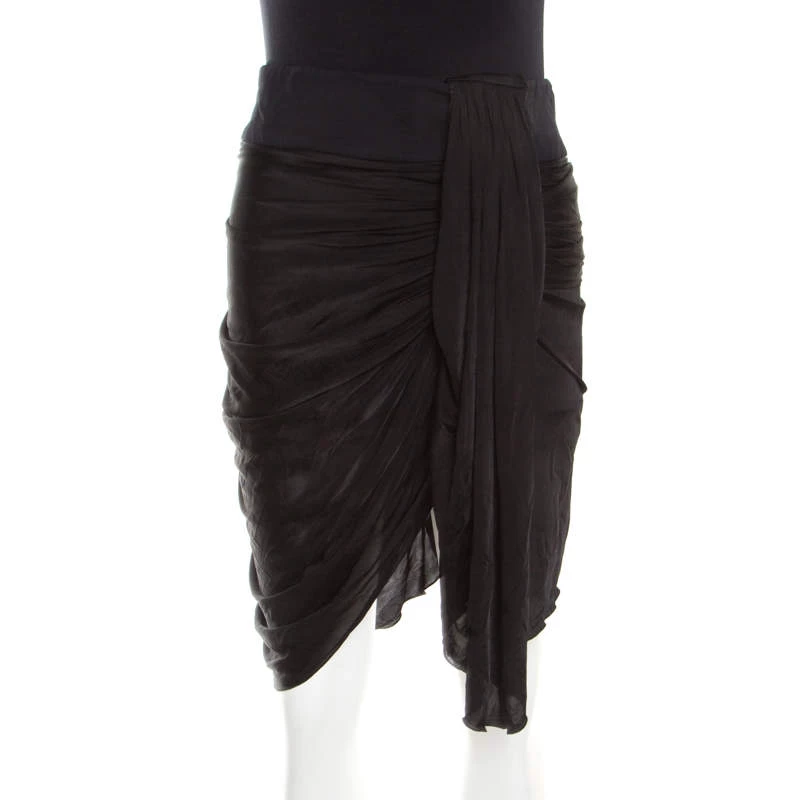 Emilio Pucci Black Draped Jersey Asymmetric Mini Skirt S For Women
