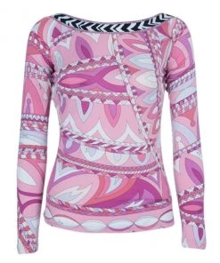 Emilio Pucci Long Sleeve Abstract Print Top M For Women