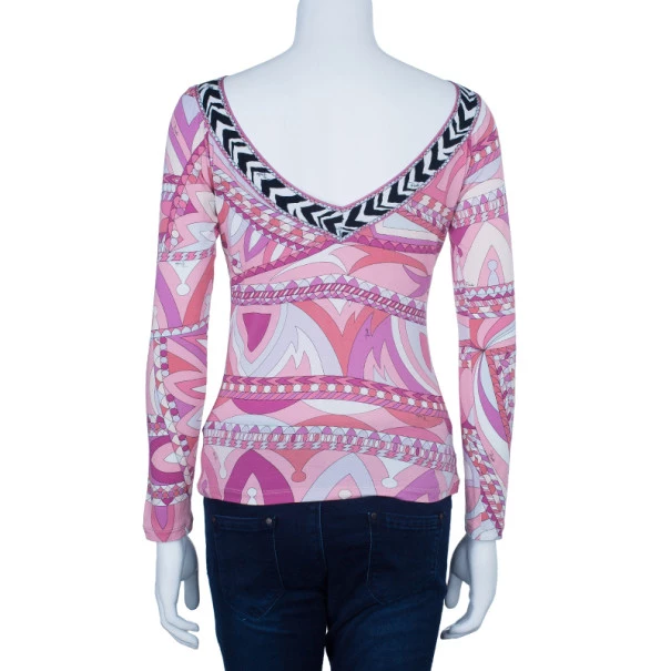 Emilio Pucci Long Sleeve Abstract Print Top M For Women - Image 3