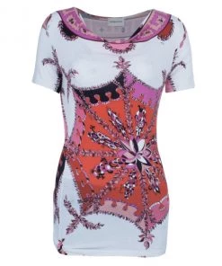 Emilio Pucci Abstract Printed Cotton Top M For Women