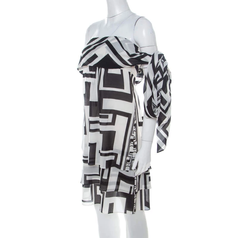 Emilio Pucci Monochrome Silk Chiffon Strapless Short Dress M For Women - Image 3