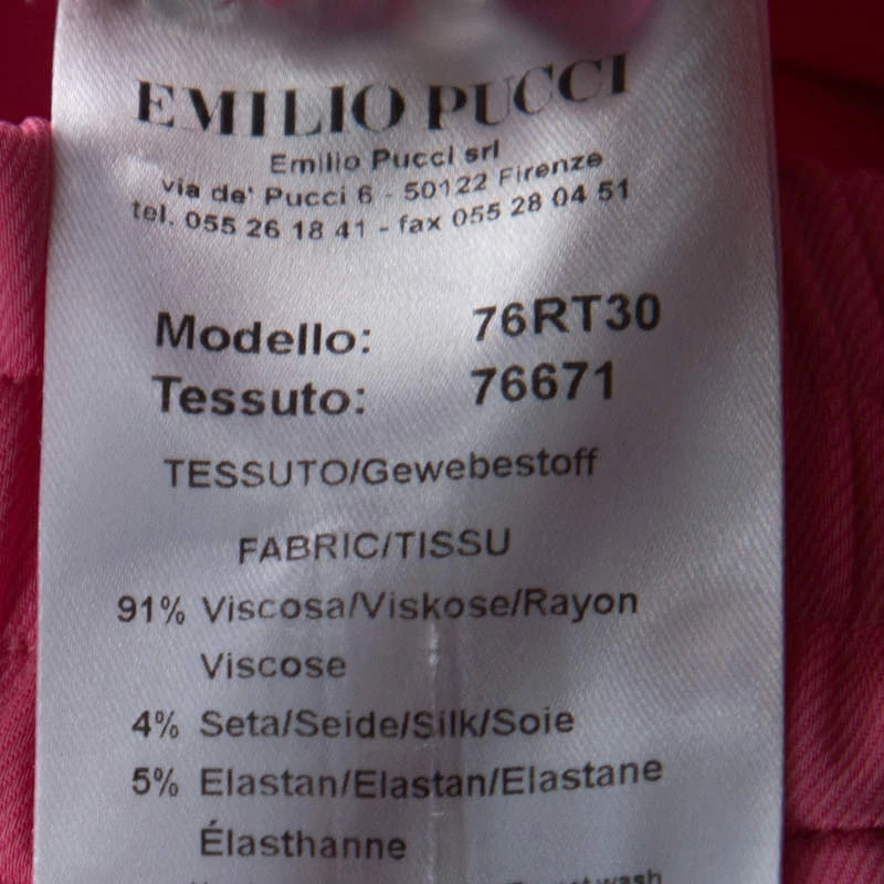 Emilio Pucci Pink Silk Blend Striped Side Seam Snap Button Sweatpants S For Women - Image 6