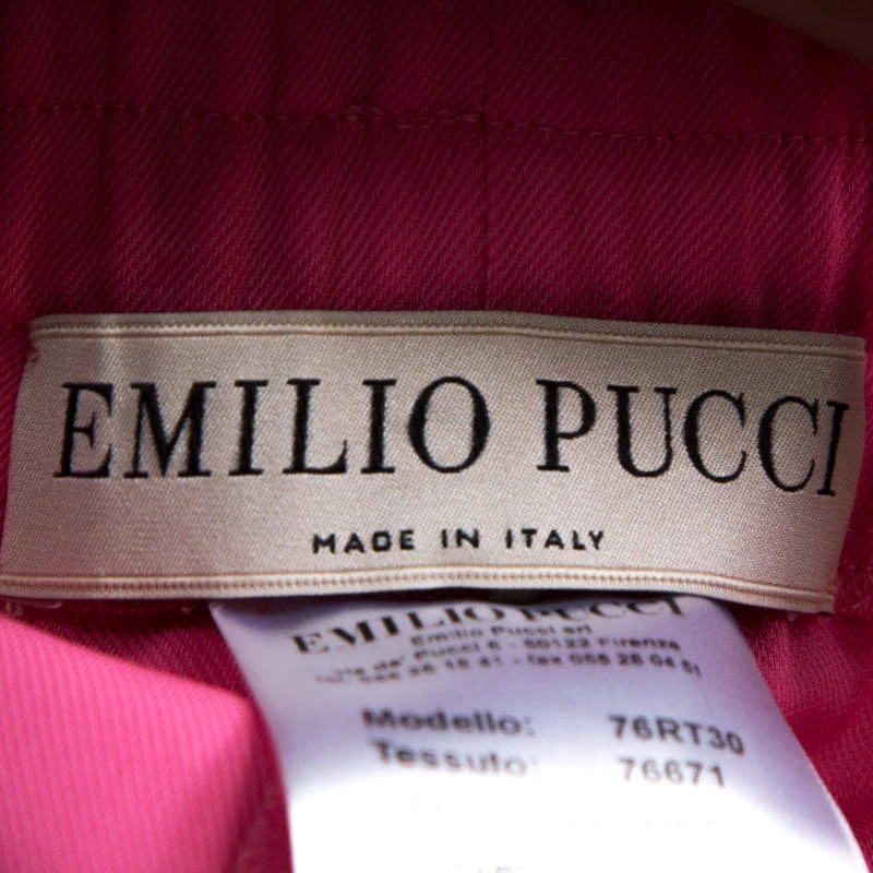 Emilio Pucci Pink Silk Blend Striped Side Seam Snap Button Sweatpants S For Women - Image 5