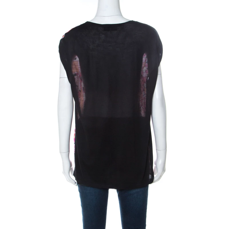 Emilio Pucci Pink & Black Signature Print Silk Sleeveless Top M For Women - Image 3