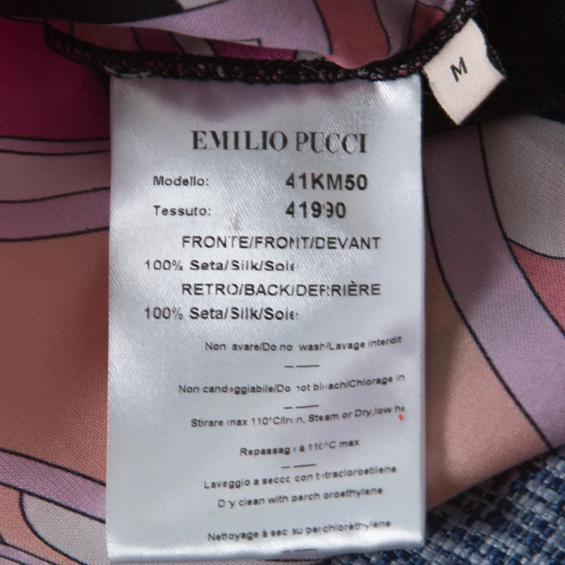 Emilio Pucci Pink & Black Signature Print Silk Sleeveless Top M For Women - Image 6