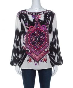 Emilio Pucci Multicolor Printed Silk Blouse M For Women