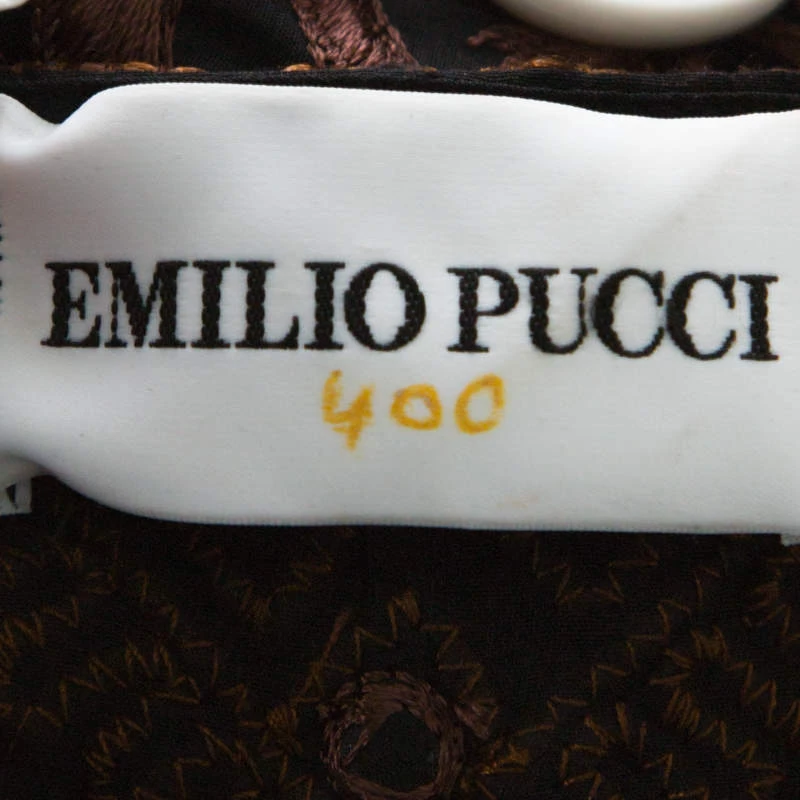 Emilio Pucci Black Mirror Embellished Silk Blend Kaftan Dress S For Women - Image 5