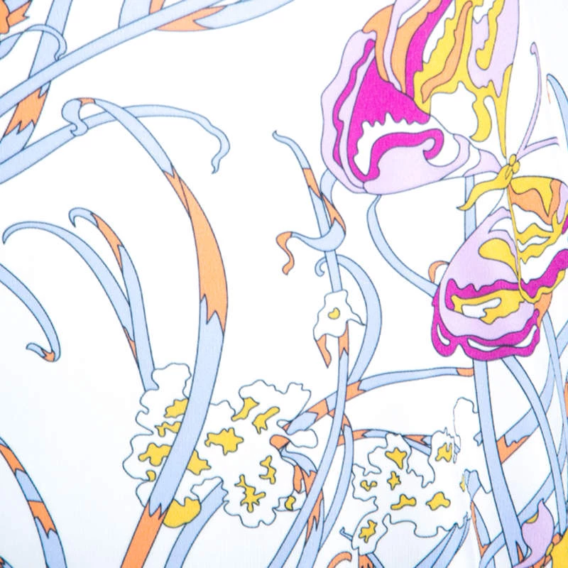 Emilio Pucci White Butterfly Print Knit Tunic Top M For Women - Image 4