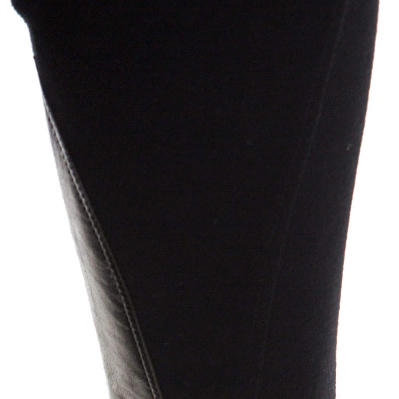 Emilio Pucci Black Stretch Wool Leather Patch Detail Leggings S For Women - Image 4
