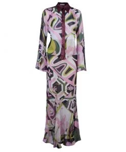 Emilio Pucci Multicolor Abstract Chiffon Top And Skirt Set L For Women