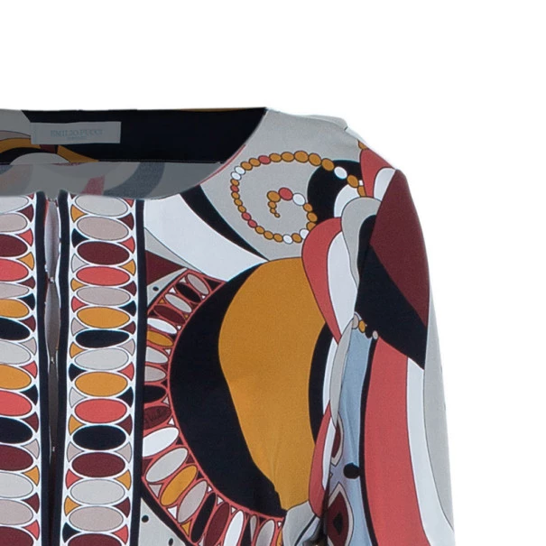 Emilio Pucci Orange Multicolor Belted Tunic Top L For Women - Image 4