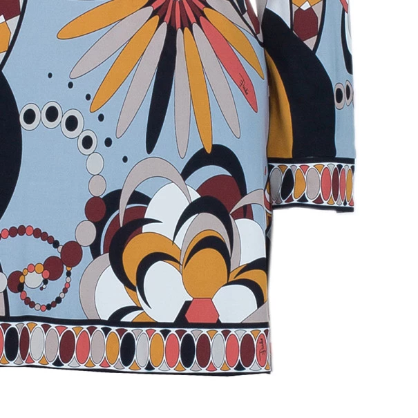 Emilio Pucci Orange Multicolor Belted Tunic Top L For Women - Image 5